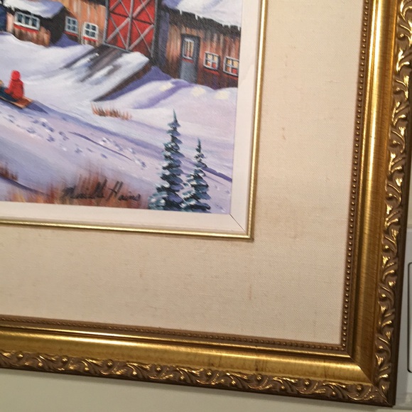 Murielle Hains  signed Oil on Canvas winter scene Painting - Picture 9 of 16